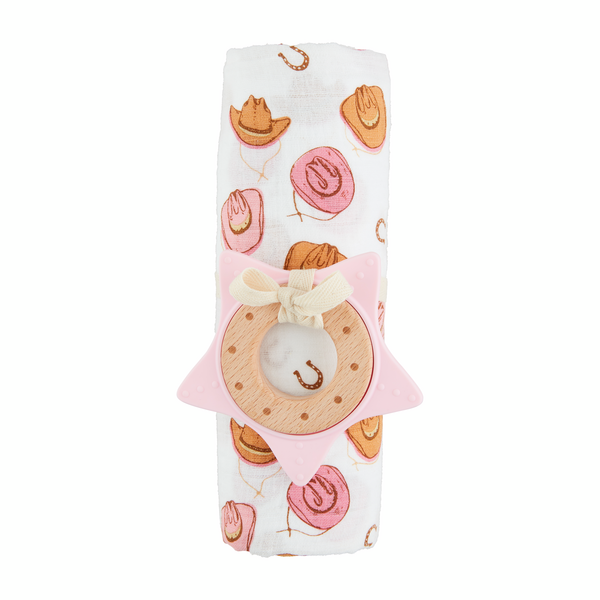 Cowgirl Swaddle And Teether Sets