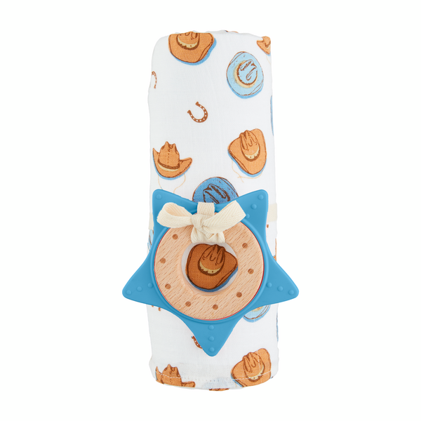 Cowboy Swaddle And Teether Sets