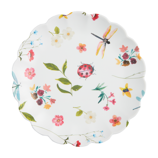 White Floral Melamine Plate
