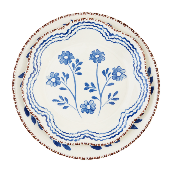 Nested Blue Floral Platters
