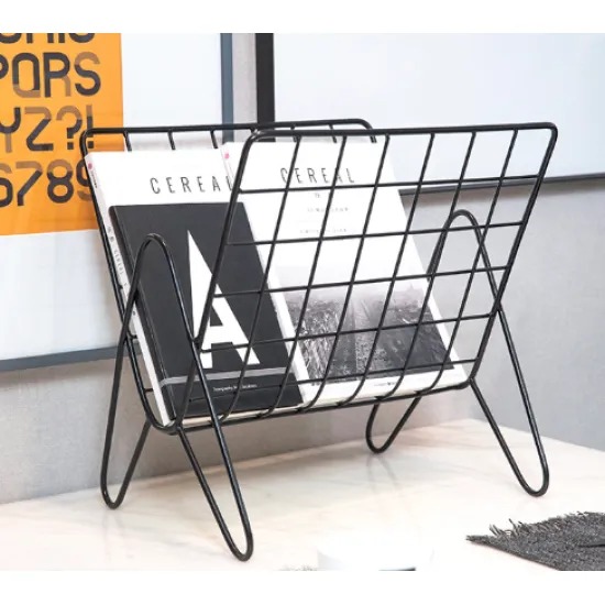 Black Magazine Holder Rack For Home Storage, Free Standing Rack
