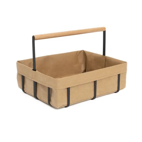 Metal Basket With Wood Handle