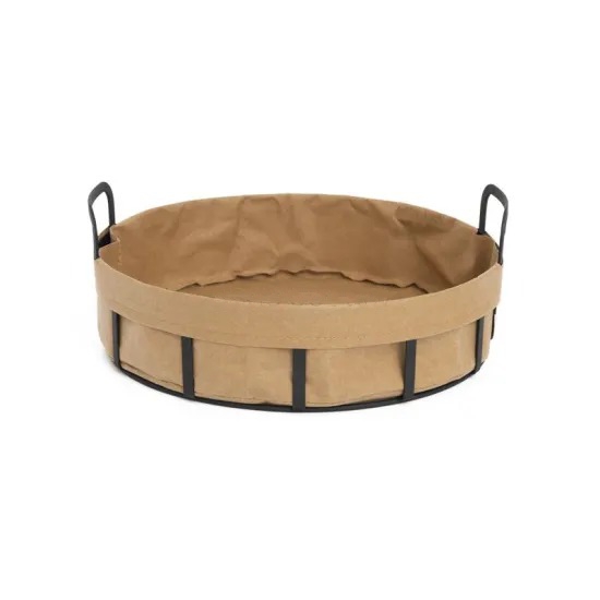 Metal Round Basket Storage With Kraft Paper