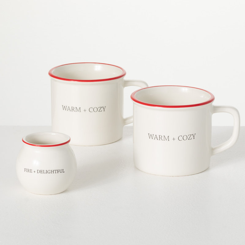 Matchstick Holder And Mugs - Set Of 3